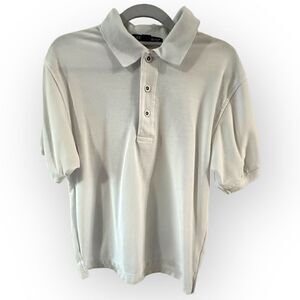 Port Authority white button down short sleeve polo size small polyester/cotton
